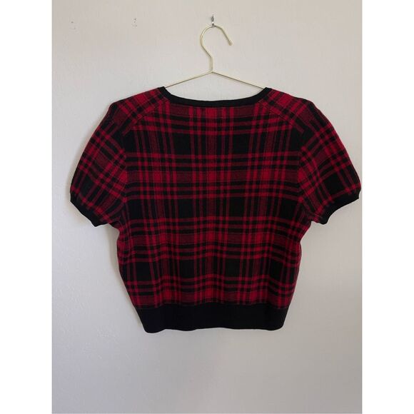 POLO RALPH LAUREN Plaid 100% Wool Short Sleeve Sweater Top Size XL NWT - Picture 3 of 5